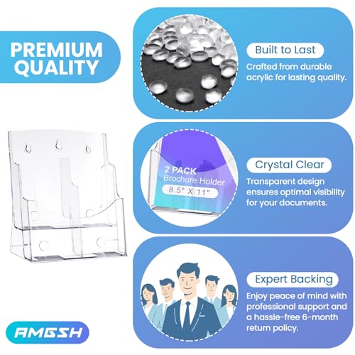 2 Pack Brochure Holder 8.5" x 11" - for 4" x 9" Brochure