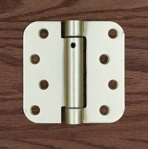 Self Closing Spring Door Hinges Brass 4 Inch - 5/8 Radius 2-Pack - color: Satin Brass
