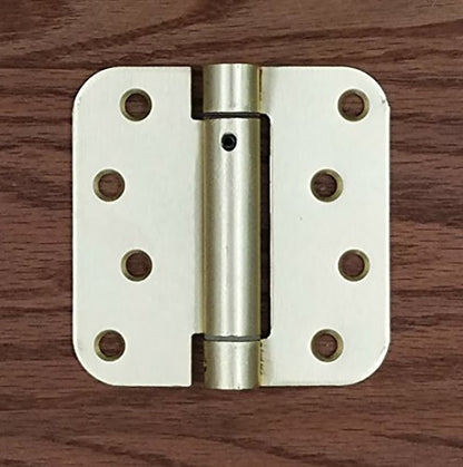 Self Closing Spring Door Hinges Brass 4 Inch - 5/8 Radius 2-Pack - color: Satin Brass