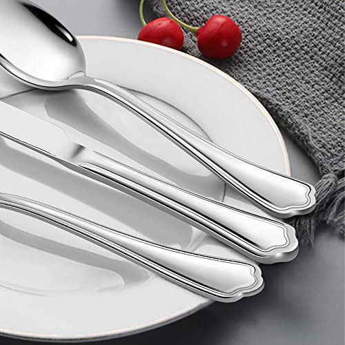LIANYU 20-Piece Silverware Cutlery Set for 4, Stainless Steel Flatware - style: Scalloped Edge