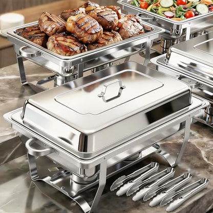 ALSO GO 4 Pack 11QT Rectangular Chafing Dishes for Buffet with Lids - color: 4 Pack Full Size