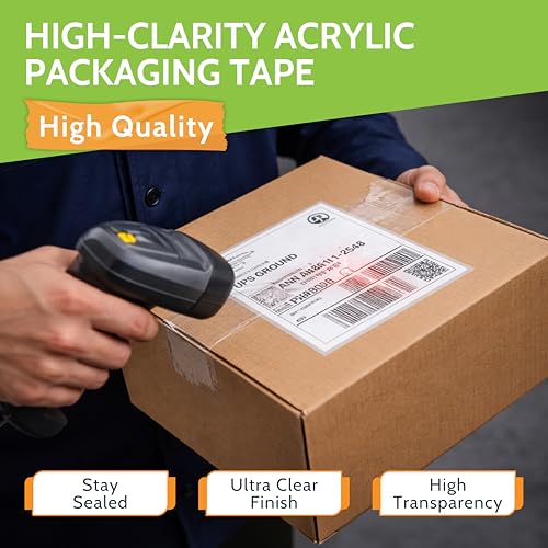 PSBM Clear Packing Tape, 72 Rolls 1.6 Mil 1.88 Inch 110 Yards Per Roll, Heavy Duty Tape for Packaging, Shipping, Moving & Sealing - size: 72 Rolls