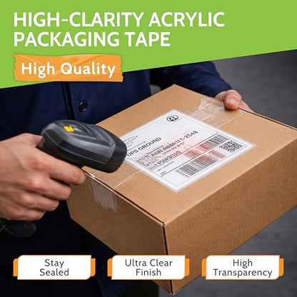 PSBM Clear Packing Tape, 72 Rolls 1.6 Mil 1.88 Inch 110 Yards Per Roll, Heavy Duty Tape for Packaging, Shipping, Moving & Sealing - size: 72 Rolls
