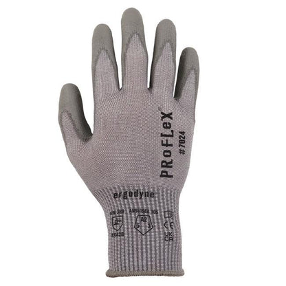 Ergodyne ProFlex 7024 Cut Resistant Work Gloves, ANSI A2, PU Coated Palms for Flexible No Slip Grip, Abrasion Resistant, 13g, Touchscreen Capable, Gray, Extra Large - size: X-Large