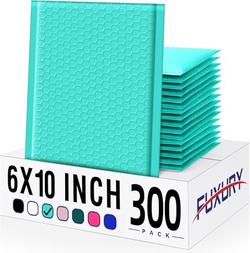 Fuxury 300 Pack Teal Bubble Mailers 6x10 Small Bubble Shipping Envelopes - color: Teal, size: 6x10" 300PC