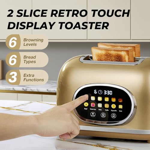 Roter Mond Toaster 2 Slice Touchscreen Stainless Steel, Gold - color: Gold