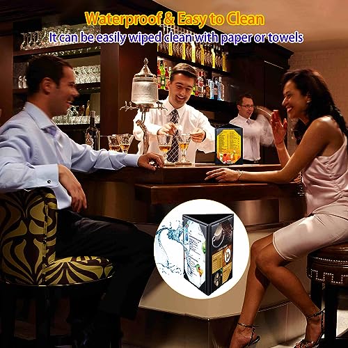 Leather Table Tent Leather Menu Holder Sign Display Black Menu Covers for Cafes Bars or Restaurant for 4×6 Inch Menus 3 sided triangle shape table tent 1 pack - size: 1 pack/ 4" × 6"/3-side