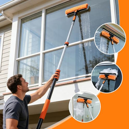 18FT Reach Duster Kit, Dual Lock for Ceiling Fan & Window Cleaning - size: 3-12FT
