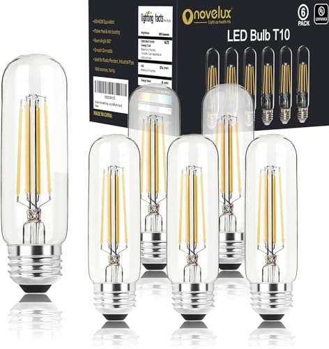 5 Inch Edison Bulb, 5000K Daylight White E26 Led Bulb 6W Dimmable, 800LM T10 T9 Bulb Clear Glass Tubular Light Bulbs, AC 120V Equal 80 Watt Bulbs for Chandelier Pendant Wall Light - 6Pack - size: 5 Inch 6W (6 Count)