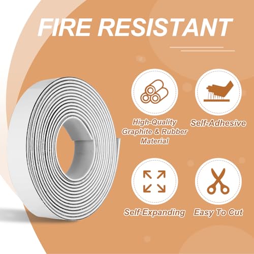 Smoke Fire Seal Strip 9.8Ft 20mm/0.79" Wx 2mm/0.08" T White - color: White, size: 9.8FT x 20mm / 0.79" W x 2mm / 0.08" T