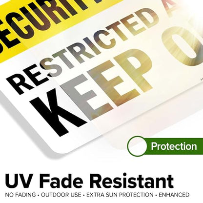 Security Notice Restricted Area Keep Out Sign, 10x7 Inches, 4 Mil Vinyl Decal Stickers Weather Resistant, Made in USA by My Sign Center - size: 7x10 Vinyl Sticker