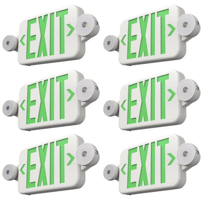 FREELICHT 6 Pack Green LED Exit Signs with Emergency Lights - color: Green