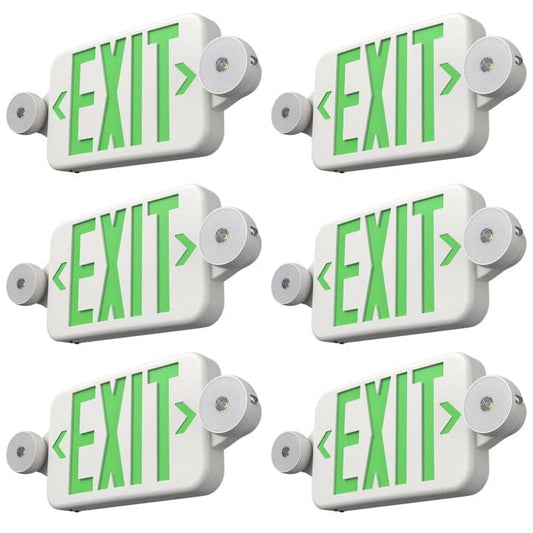 FREELICHT 6 Pack Green LED Exit Signs with Emergency Lights - color: Green