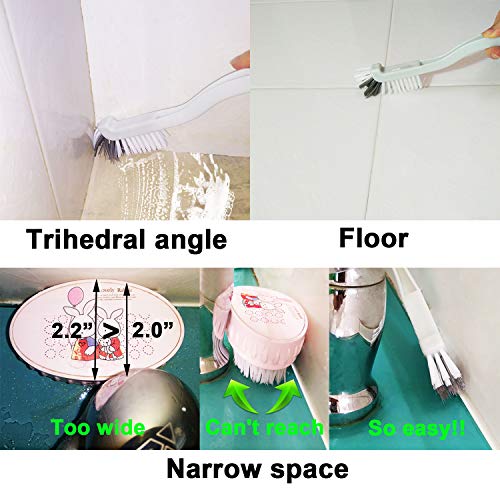 Bathroom Brushes Kitchen Cleaning Brush Set Toilet Bowl Brush Scrub Brush Home Cleaner Floor Stiff Bristles with Adhesive Hooks Plastic Handle Durable 13.5-Inch Deep Cleaning - color: Gray