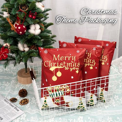 Christmas Poly Mailers 10x13 Inch 100 Pcs, Merry Christmas - color: Red Merry Christmas, size: 10x13 Inch 100Pcs