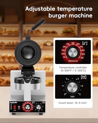 Ufo Burger Maker Machine, 110V Electric Ufo Sandwich Maker w/Adjustable Temperature and Timer, Stainless Steel Ice Cream Burger Maker for Dining Room, Kitchen, Restaurant, Burger Sealer - style: Classic