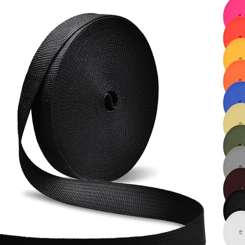 CooBigo 12 Yards Webbing 3/4" & 1" & 1.5" & 2" Polypropylene Webbing Strap 3/4 Inch 1 Inch 1.5 Inch 2 Inch Wide Webbing Strapping for Bags/Lawn Chair/Pool Solar Cover DIY Crafting - color: Black, size: 3/4"