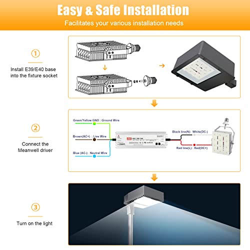 12 Pack LED Retrofit Kit for Parking Lot Light, 240W 34800LM 200-480V ETL Commercial LED Shoebox Light, 5000K E39 Mogul Base LED Shoebox Retrofit Kit for Outdoor Flood Light, Tennis Court