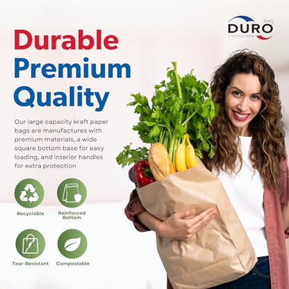 DURO 57# Heavy Duty Brown Grocery Bags, No Handles, 12x7x17 In, 50 Ct - size: 1 Count (Pack of 50)