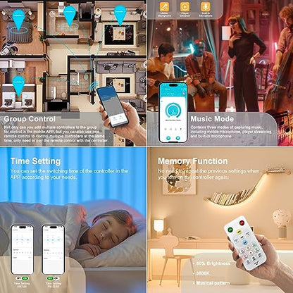 PAUTIX CCT LED Controller Kit SP642E,iOS/Andriod App Control 2.4G RF Wireless Remote Control,CCT LED Controller/Dimmer,for CCT LED Strip Light,with Timing Function,Music Mode,Group Control - size: SP642E(ONLY for CCT)