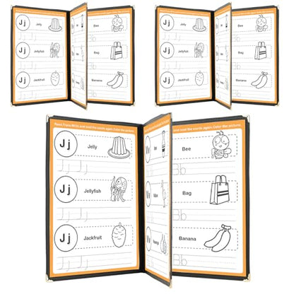 3 Pack Menu Covers 8.5" x 11" Menu Holder, Double Stitched Menu Covers, Restaurant Menu Cover, Single Page Menu Cover Two Clear Viewing Surfaces (Book Style)