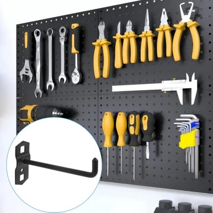 Heavy Duty Steel 4 inch pegboard Hooks for 3/8" Square Hole 1.5" Spaced Pegboards - Garage Wall Organizer Tool Storage Set, Black, 4 Pack - color: Black