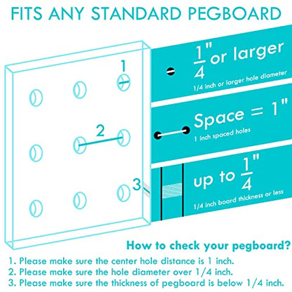Pegboard Shelf Hooks 4 Pack Black 6" Metal Brackets, Peg Board Accessories - color: Silver, size: 6 Inch
