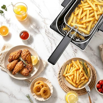 SUSTEAS Electric Deep Fryer, Oil Fryer, Removable Fry Basket, 2.7QT, 1500W - size: 3.0L