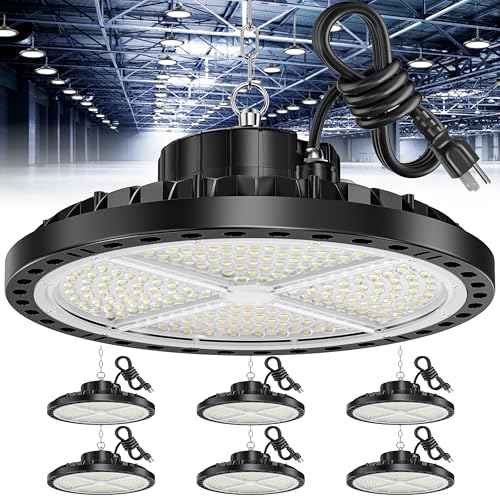 ISKYDRAW UFO LED High Bay Lights 6 Pack, 200W 30000LM Shop Lights