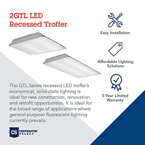Lithonia Lighting 2x2 Lensed LED Troffer Light, Recessed LED Drop in Ceiling Light with Prismatic Lens for Grid Ceilings, 120 Volt, 4000K Cool White - color: Non-Dimmable