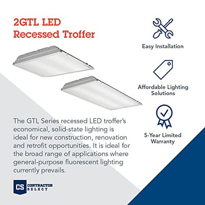 Lithonia Lighting 2x2 Lensed LED Troffer Light, Recessed LED Drop in Ceiling Light with Prismatic Lens for Grid Ceilings, 120 Volt, 4000K Cool White - color: Non-Dimmable