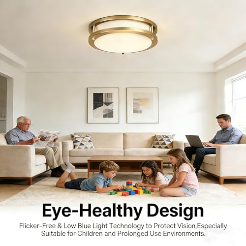 36W LED Flush Mount Ceiling Light Fixture, 400W Equivalent, 5000K Daylight - color: Brush Nickel, size: 36W