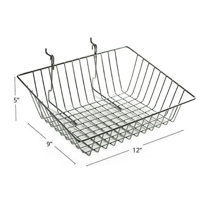 Azar Displays 300624-2pack Sloped Wire Basket, Chrome (Pack of 2) - size: 12"W X 5" H