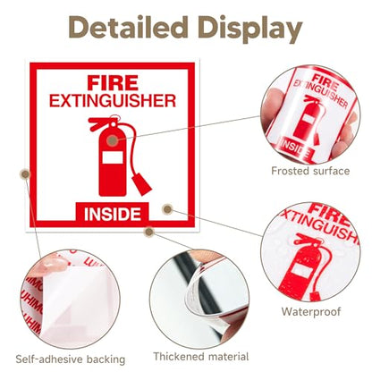 6 PCS Fire Extinguisher Sign Stickers,Self Adhesive Waterproof Vinyl Fire Extinguisher Inside Sticker for Box, Suitable for Cars,Trucks,Vehicles,Red on White - color: Red 386