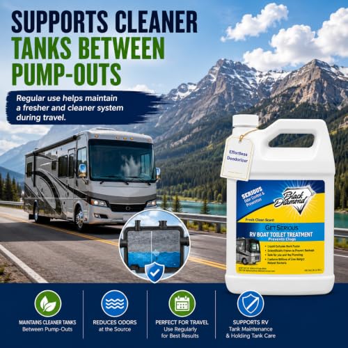 Black Diamond Stoneworks GET SERIOUS RV,Boat,Camper Chemical Toilet Holding Tank Treatment&Deodorizer.Works Faster Than Tablets or Packs in Grey&Black Water. Concentrated with Stress Relief Fragrance - size: 128 Fl Oz (Pack of 1)