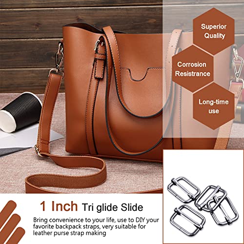 CooBigo 25 Pack 1 Inch Metal Adjustable Slide Buckles Tri-Glide Adjuster Suspender Strap Slider for Purse Bag Hardware Making Supplies Belt Backpack replacement Keeper(Gun black) - color: 1" Gunblack 25pack, size: 1"(25mm)