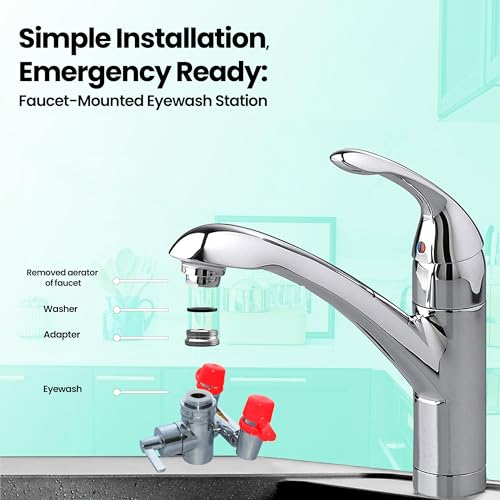 Eye Wash Kit, Faucet Mounted Emergency Eye Wash Station - 1 Pack - color: Red, size: Pack of 1