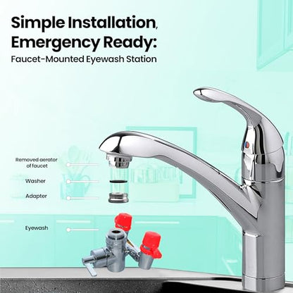 Eye Wash Kit, Faucet Mounted Emergency Eye Wash Station - 1 Pack - color: Red, size: Pack of 1