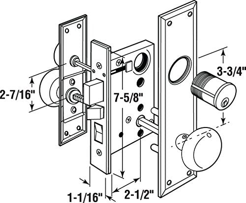 Segal SE 26010 Mortise Lock Set, Brass Right Hand, 2-1/2 In. Backset, Surface Mounted (Single Pack) - color: Brass