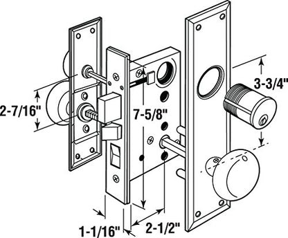 Segal SE 26010 Mortise Lock Set, Brass Right Hand, 2-1/2 In. Backset, Surface Mounted (Single Pack) - color: Brass