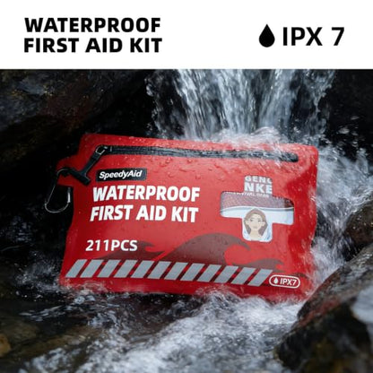 211 PCS Waterproof First Aid Kit, Emergency Supplies for Hiking & Boating