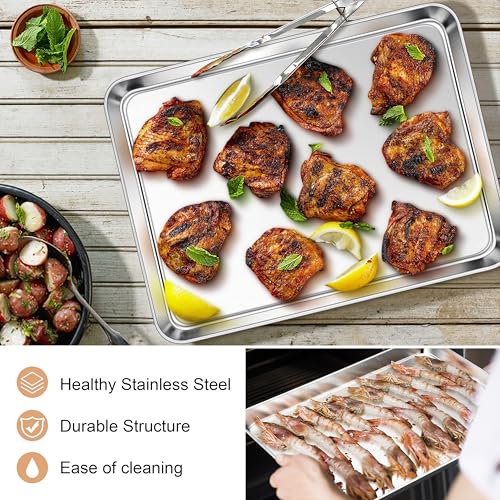 E-far Stainless Steel Baking Sheet Set of 2, 16” x12” x 1” Cookie Sheet Pan - size: 16"x 12"