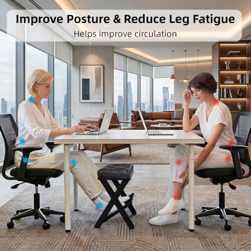 Foot Rest Under Desk at Work, Solid Wood Double Step Footrest - color: Deep Black