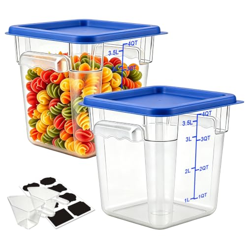 2 Pack 4QT Commercial Clear Food Storage Containers with Lid, NSF - color: Blue, size: 4Qt-2 Pack