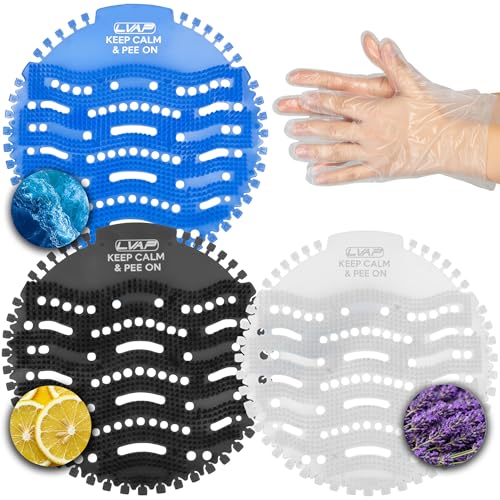 Urinal Screen Deodorizer (24 Pack) Odor Protection for Toilets in Office, Schools, Restaurants Bathroom, 3 Colors Anti-Splash - 24 Urinal Cakes + 24 Free Gloves - color: ALL-24pcs