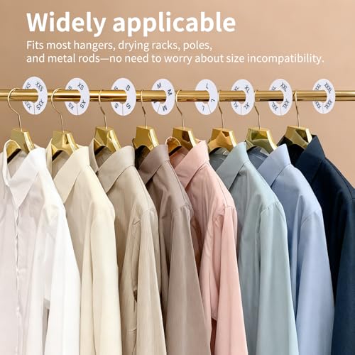 25 PCS Clothing Rack Size Dividers, Round White Plastic Size Markers, Pre-Labeled (XXS-XXXL) & Blank Dividers with Erasable Pen Closet Dividers for Hanging Clothes, Retail Store, Wardrobe Organizer