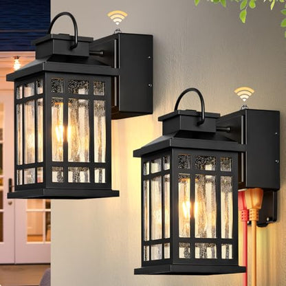 Outdoor Wall Light Fixtures with GFCI Outlet, Black 2-Pack - color: Black, size: D2D 2-Pack