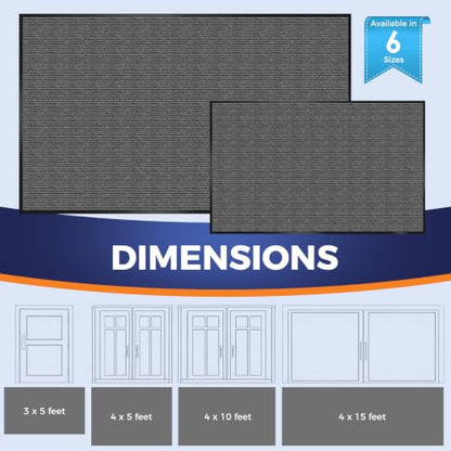 Commercial Floor Mat, 4 x 15 FT Extra Large Door Mat, Indoor/Outdoor Entrance Mat, Commercial Rug with Water & Stain Proof, Easy to Clean, Low-Profile, Heavy Duty Rubber Mat, Charcoal Grey - size: 4 x 15 Feet
