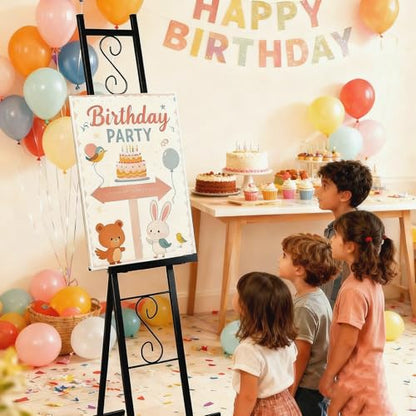 1 Black Easel Stand for Sign, Adjustable Metal Wedding Welcome Sign Stand - style: 1pack-Black