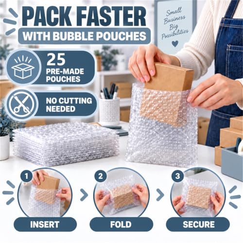 25PCS 6x10" Clear Bubble Pouches Wrap,Double Wall Cushioned Wrap,Shockproof - size: 6X10''-25PCS